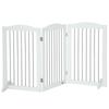 Foldable Dog Gate, Freestanding Pet Gate, with Two Support Feet, for Staircases, Hallways, Doorways - White