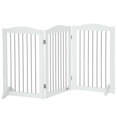 Foldable Dog Gate, Freestanding Pet Gate, with Two Support Feet, for Staircases, Hallways, Doorways - White