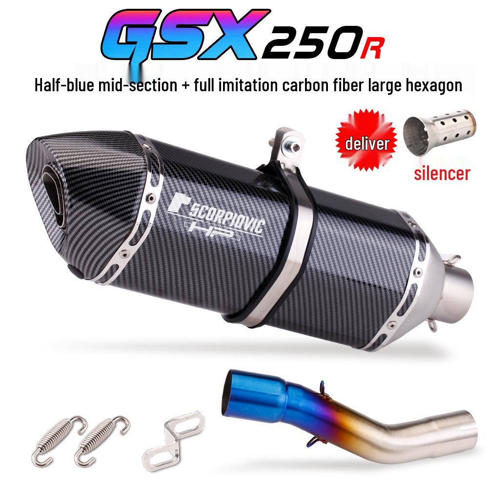 Ensemble de silencieux intermédiaire et de silencieux arrière en acier inoxydable pour moto GSX250R