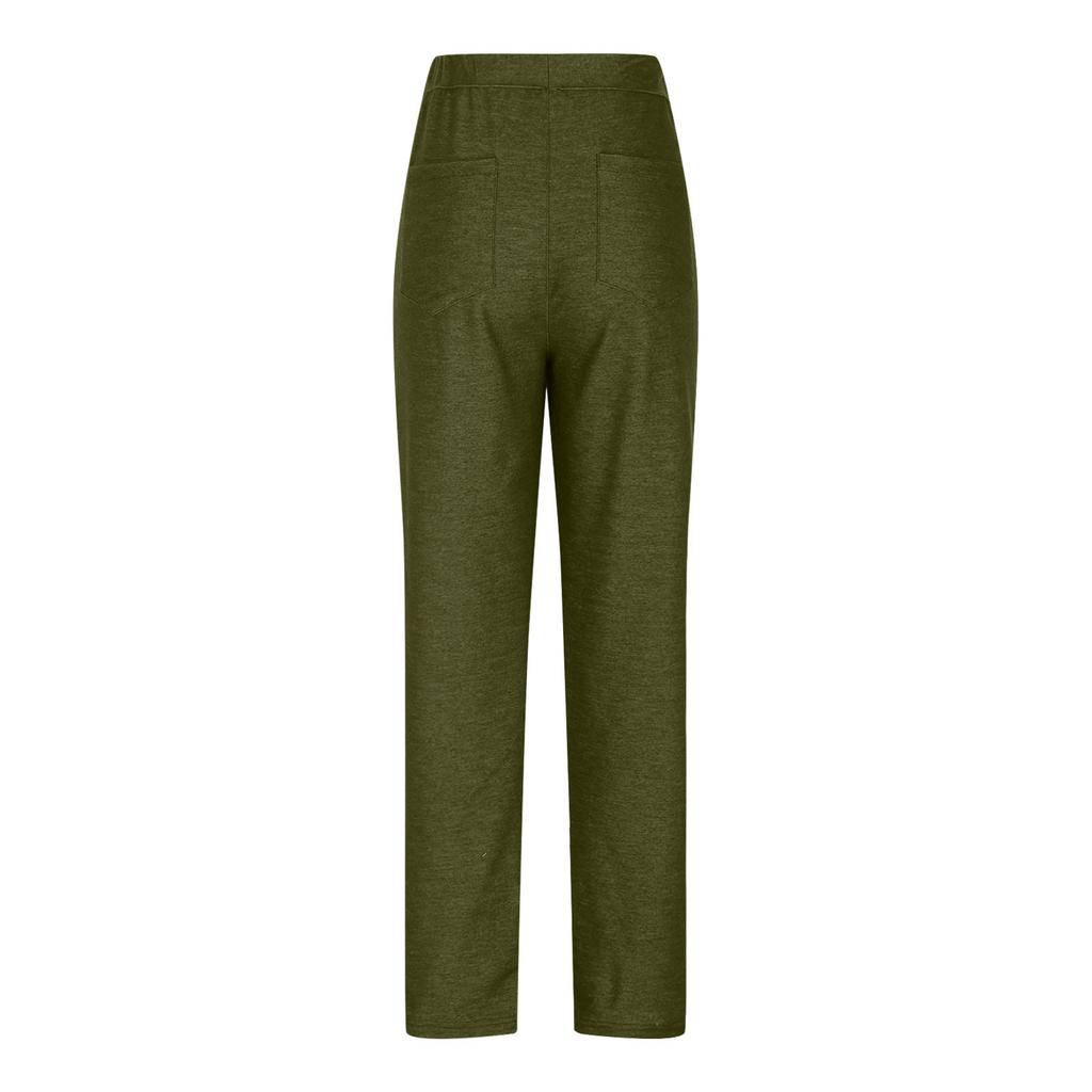 Women High Waist Elastic Waistband Casual Pants with Pockets Relaxed Fit Lightweight Athletic Trousers for Daily Wear
