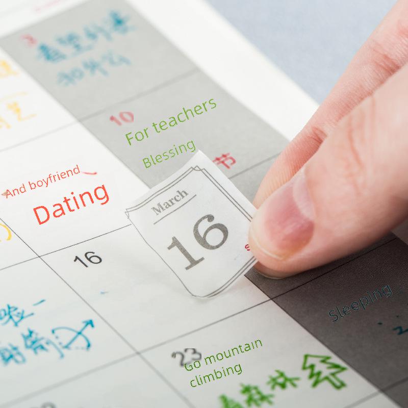 Yuezhen 365-Tage Kalenderaufkleber: Tägliche Selbstklebende Notizbuch-Deko, 12-teiliges Set