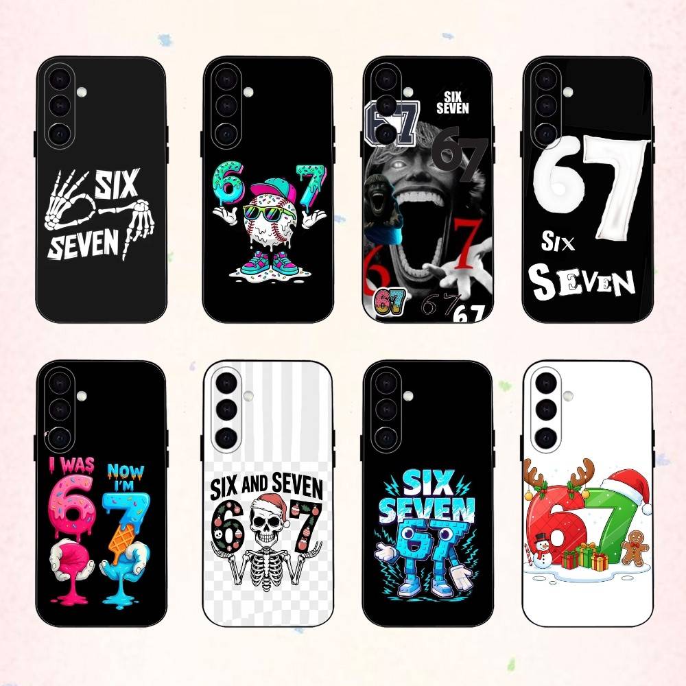 67 S-Six Seven Viral Slang Phone Case For Samsung Galaxy A73,A72,A71,A70,A53,A52,A51,Others Soft Black Shell