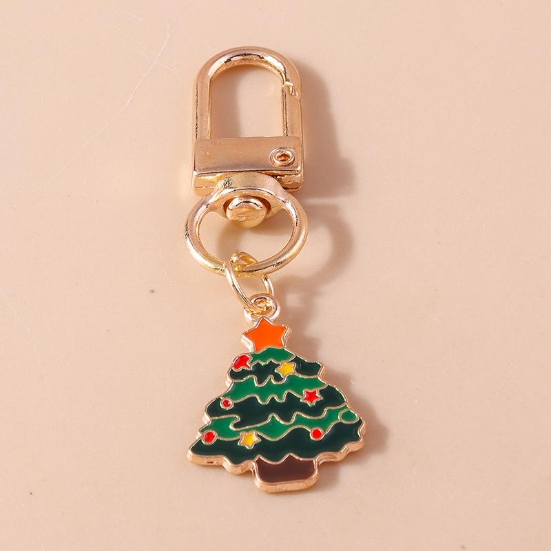 Cute Enamel Christmas Tree Keychain Santa Claus Keyring Pendants for Car Key Holder Handbag Decor Charms X'mas Jewelry Gifts