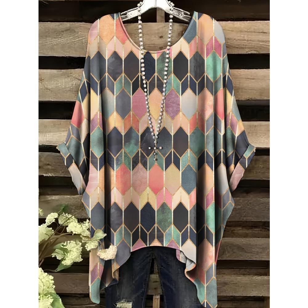 New Woman Elegant Peacock Print T-Shirts Casual Loose Machine Washable O-Neck Short Sleeve Summer Fashion Streetwear Clothing