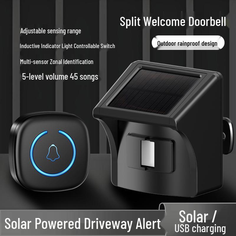 Wireless Solar-Powered Outdoor Driveway Alarm with Waterproof Infrared Sensor