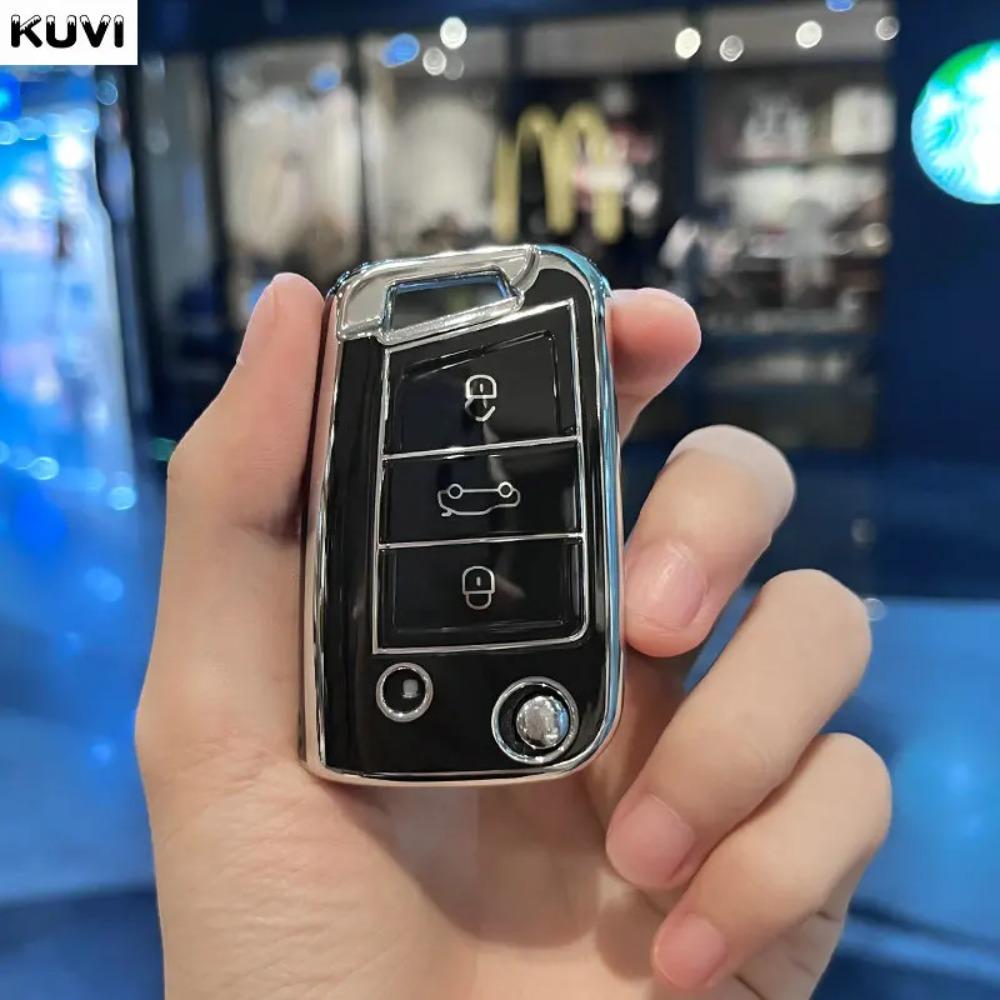 Leather TPU Car Key Case Protection Bag for VW Volkswagen Golf 7 MK7 Tiguan MK2 SEAT Ateca Leon FR 2 Ibiza for Skoda Octavia A7