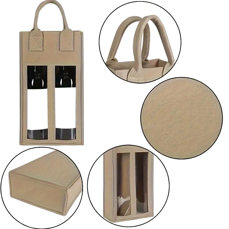 1 Stück Filz Rotwein Handtasche Wein Geschenkbox mit Fenster Doppel Flasche Champagner Verpackungstaschen Hochzeitsgeschenke für Gäste