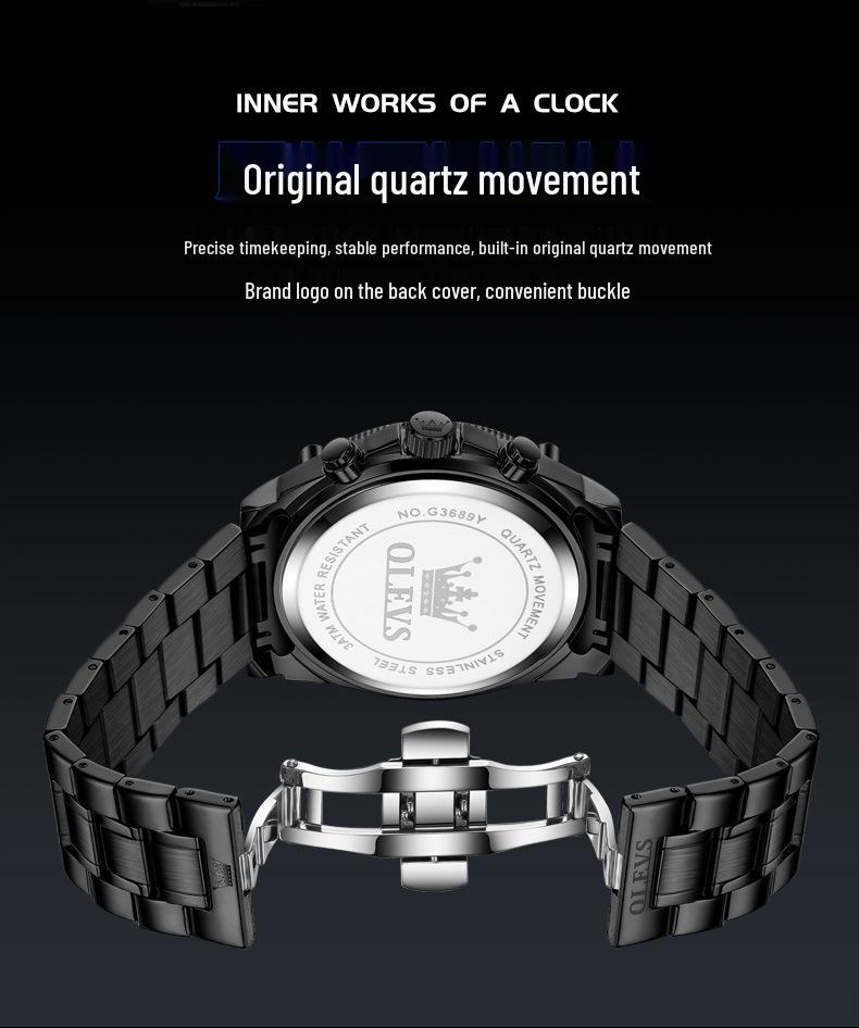 Olevs Men's High-End Quartz Business Watch with Large Dial