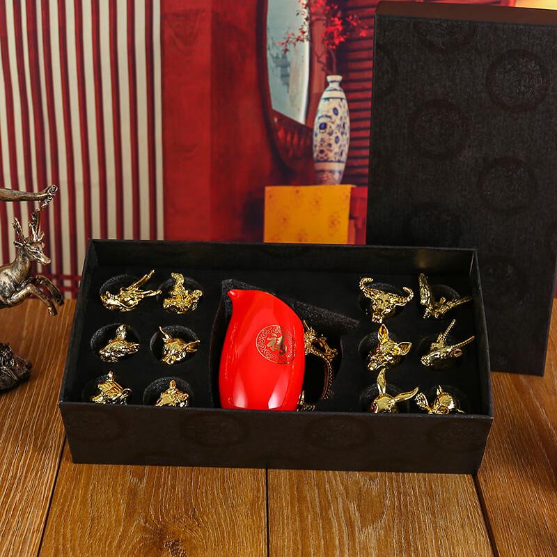 Red Ceramic Chinese Zodiac Baijiu Gift Set