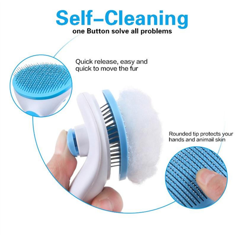 Pet Grooming Brush Comb Dog Self Cleaning Brush Hair Remover for Small Large Dog Cat