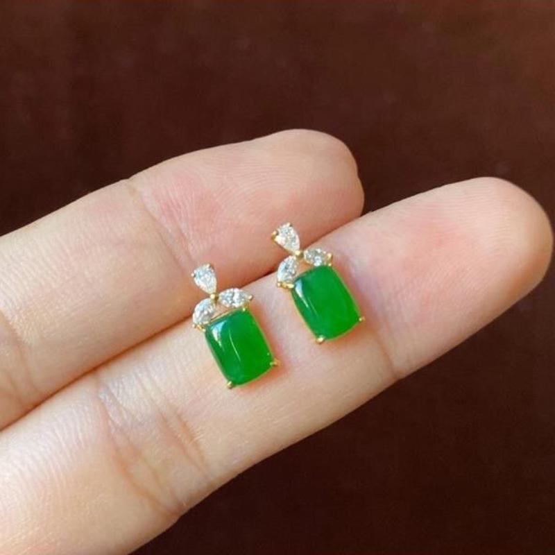 

Зеленые маленькие и свежие квадратные серьги-гвоздики в форме бабочки из натурального халцедона, модные изысканные простые украшения для женщин, подарок