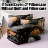 3pcs Halloween Pumpkin Monster Duvet Cover Set Without Core Quilt Cover with 2 PillowcasesSoft and Machine Washable