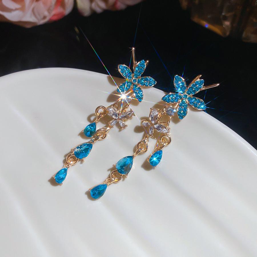 Diamond Crystal Star Tassel Pearl Earrings: Luxurious High-end Fashion Studs