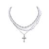Unordered Pearl Cross Necklace With Handcrafted Alloy Chain For Unisex Fashion Accessory