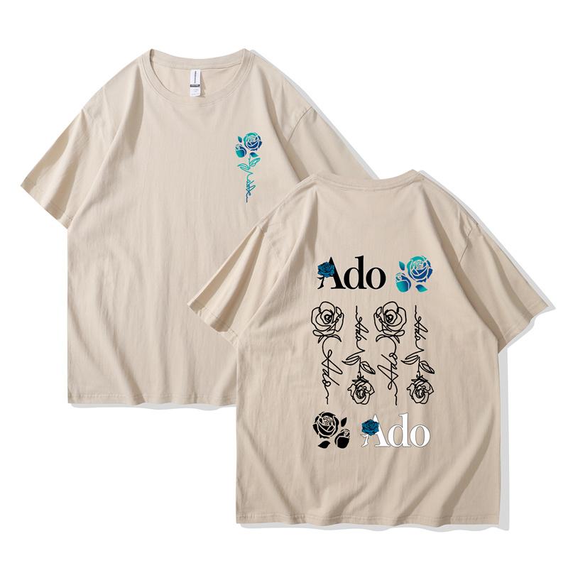 Ado Blue Rose T-Shirts Wish World Tour Merch Tee Damenmode Lässig Harajuku Kurzarm