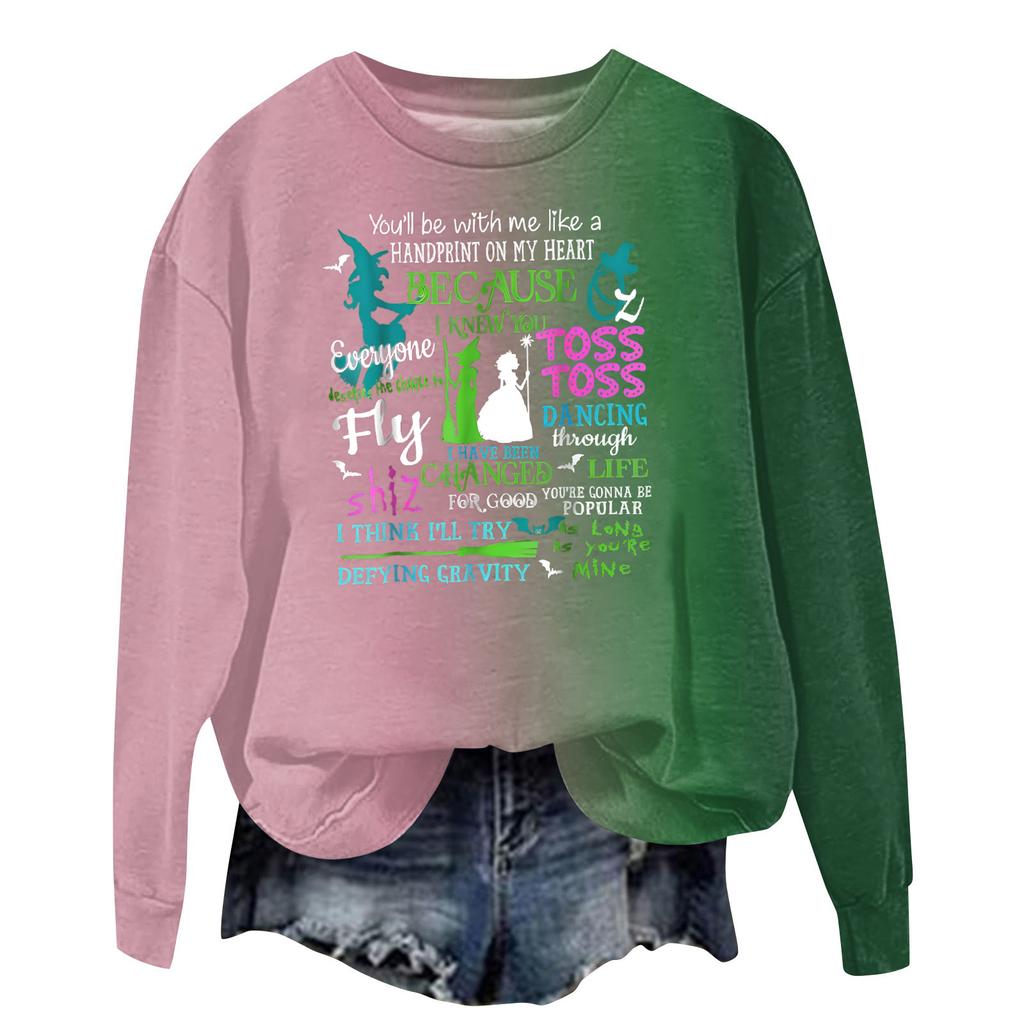 Hanorac larg casual de damă cu mânecă lungă și imprimeu