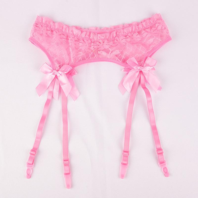 Black/Red/Pink/White Lace Bow Garters Belt Women Sexy Transparent Lingerie Adjustable Suspender Belt For Thigh High Stockings