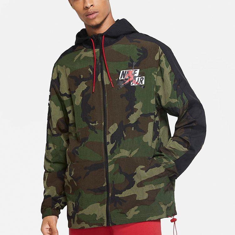 Jordan Jumpman Classics Camo Windbreaker Jacket Medium Olive CU2031-222