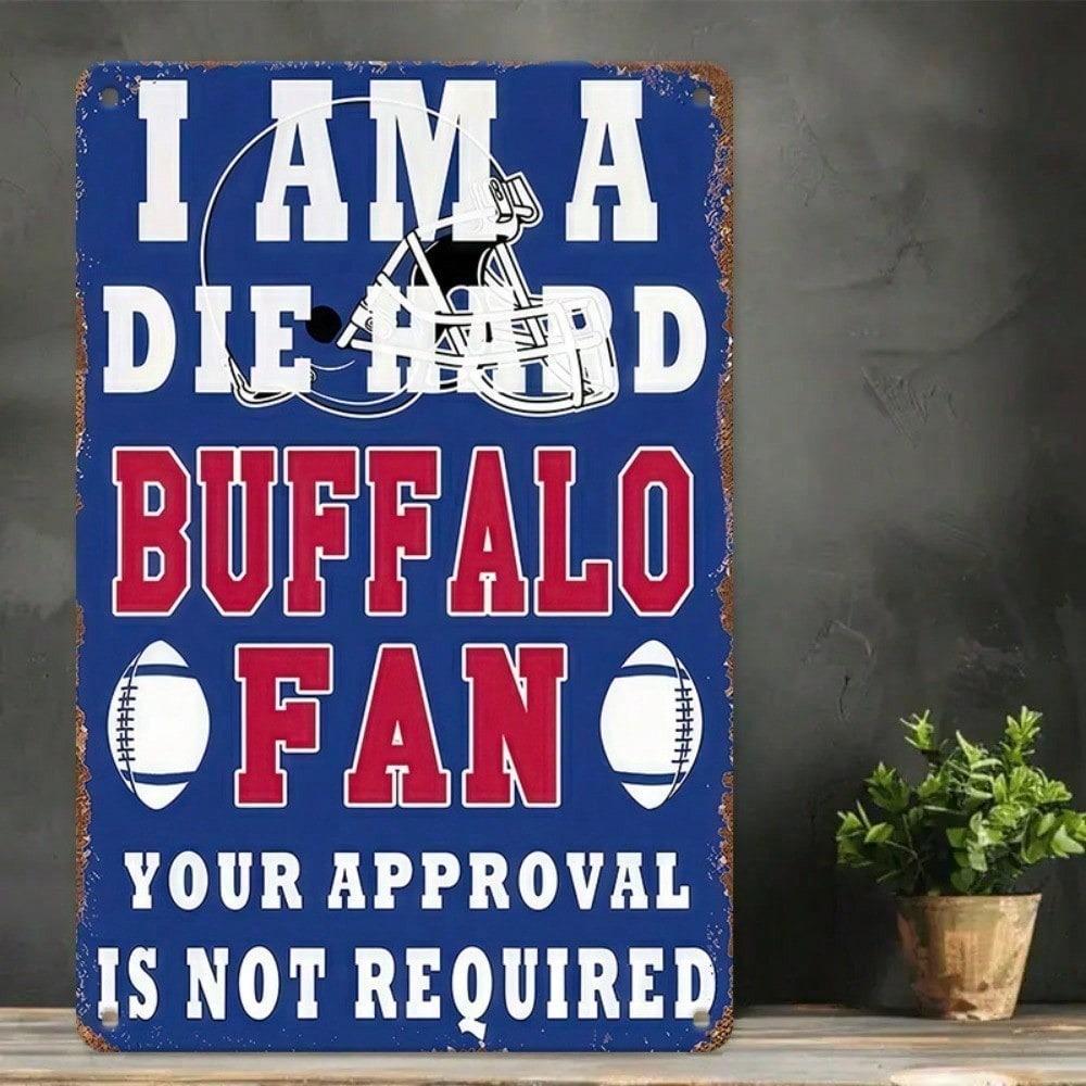 Buffalo Fan Sports Decor Metal Tin Sign Man Cave Football Art Office Bar Wall