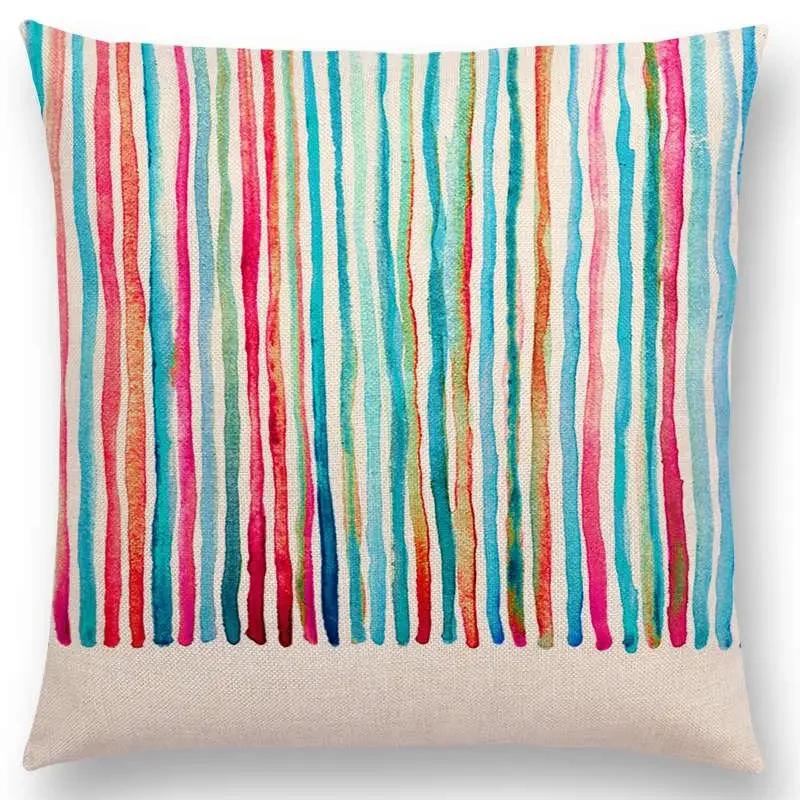 New Abstract Iridescent Stripes Bubbles Pastel Rainbow Geometric Painting Watercolor Sofa Throw Pillow Case Car Cushion Cover