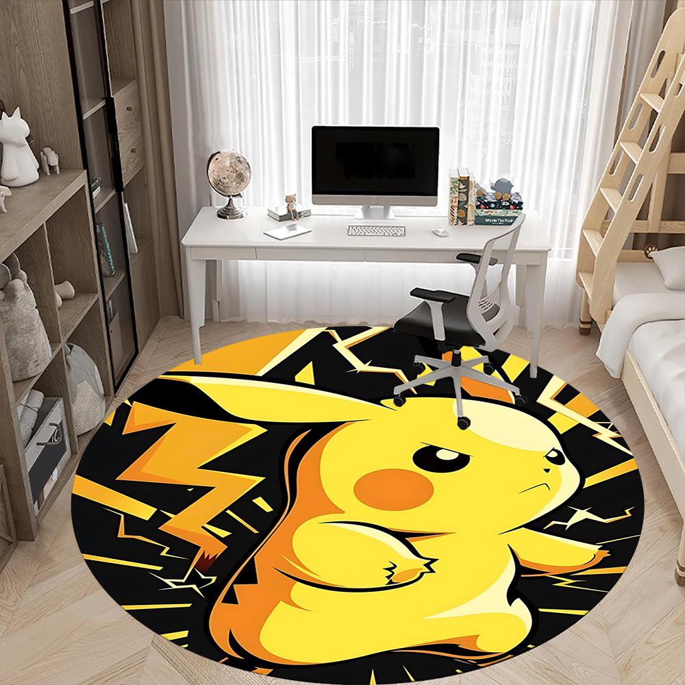 1pc Pikachu Electric Office Round Area Rug, Bedroom Living Room Home Decor, Room Deco,  Offic a1016123