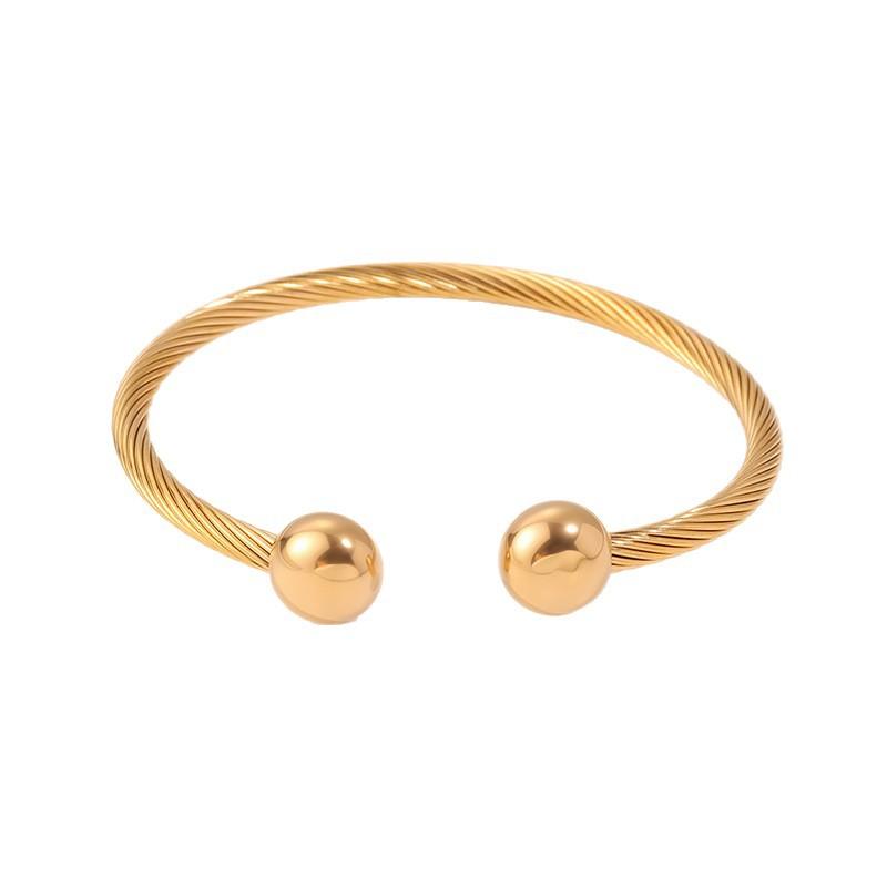 Popular, Personalized Trend, Retro Stainless Steel Winding Geometric , Pearl Steel Wire