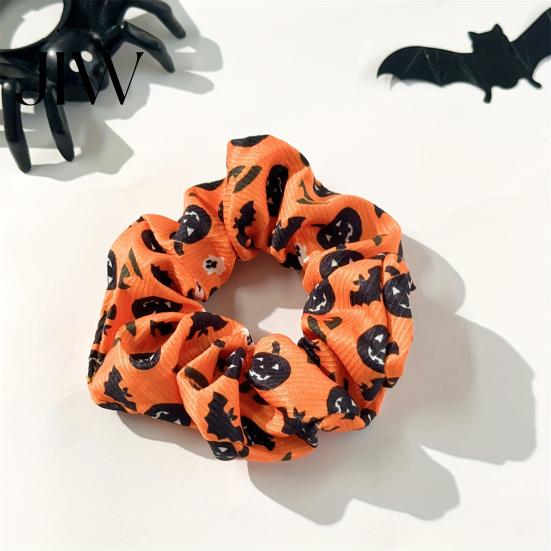 Soft Elastic Ponytail Holders Halloween Hair Ties, High Elasticity Scrunchies, Stretchy Bands with Ghost Witch Accessories Hat Bat Spider Web