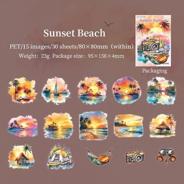 

Новые 30 шт./компл. сезонные наклейки с пейзажем, идеально подходящие для дневника, скрапбукинга, товаров для самостоятельного изготовления