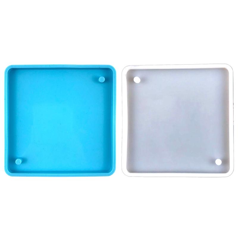 Square Keychain Silicone Mold Pendant Molds for Resin Casting Molds with Hole for Home Pendant with Hanging Hole