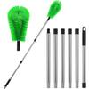 NUOLUX Stainless Steel Gutter Brush, Spider Web Preventer, Cleaner Tool with Telescopic Extension Poles (2 Brushes + 6 Poles), 230cm X 16cm X 8cm