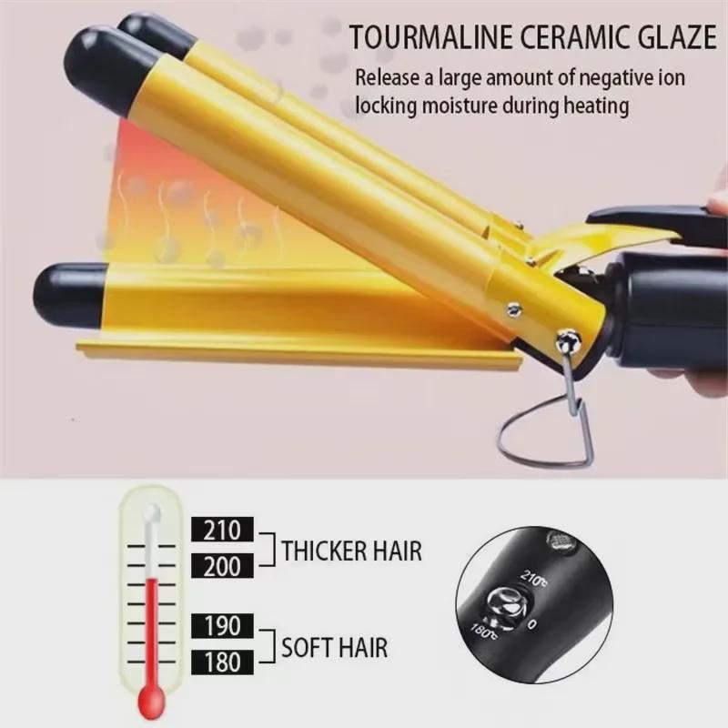 Three-Tube Water Ripple Curling Iron with Electric Plywood