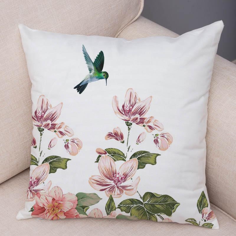 Super Soft Soft Plush Watercolor Lovely Birds Flower Robin Tit Finch Goldfinch Sparrow Berries Tufted Cushion Cover Pillow Case