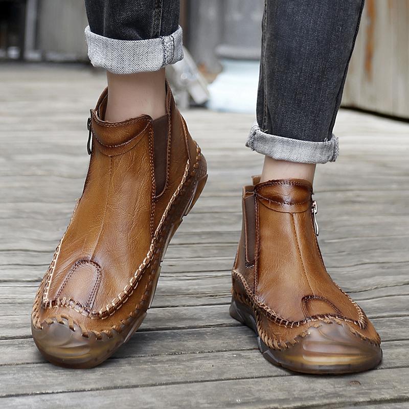 Men's Large-sized Casual Leather Shoes,anti-slip and Wear-resistant Lightweight Boots,men's Comfortable Soft-soled Outdoor Boots