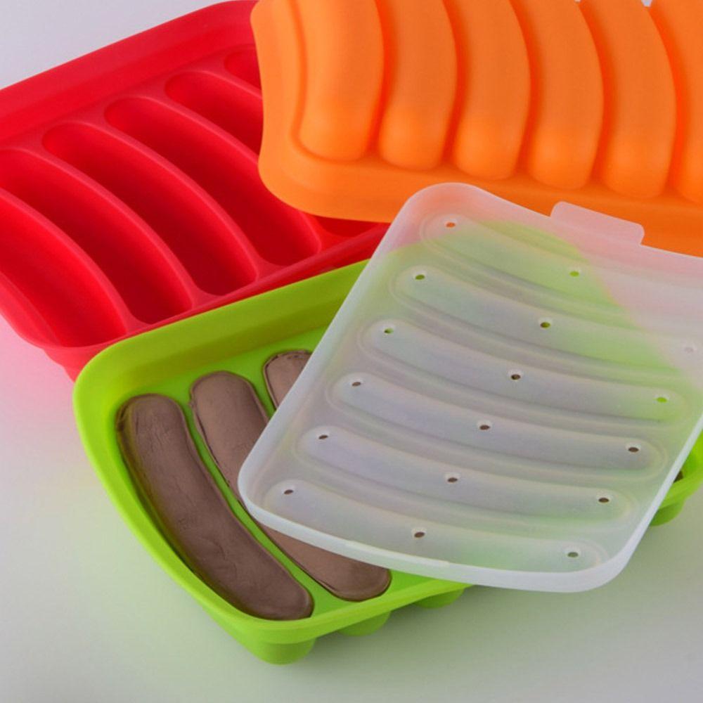 6-Cavity Sausage Maker Mould Non-Stick Silicone Mold DIY Hot Dog Maker  Kitchen Baking
