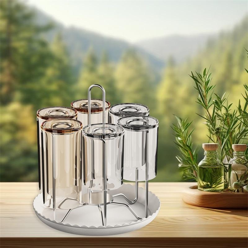 Cup Drying Rack Stand Non Slip Metal Cup Mug Organizer with Drain Tray Countertop Cup Holder for Kitchen