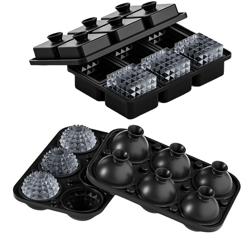 Ice Cube Mold Silicone Tray Easy Make Release Ice Ball Tools with Lid Funnel Perfect for Freezer Chilling Whiskey Parties Drinks