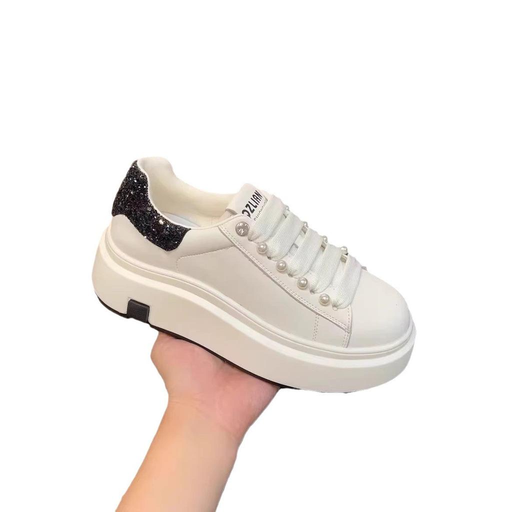 Little white shoes women's autumn versatile thick-soled small height-increasing shoes sports and leisure muffin board shoes