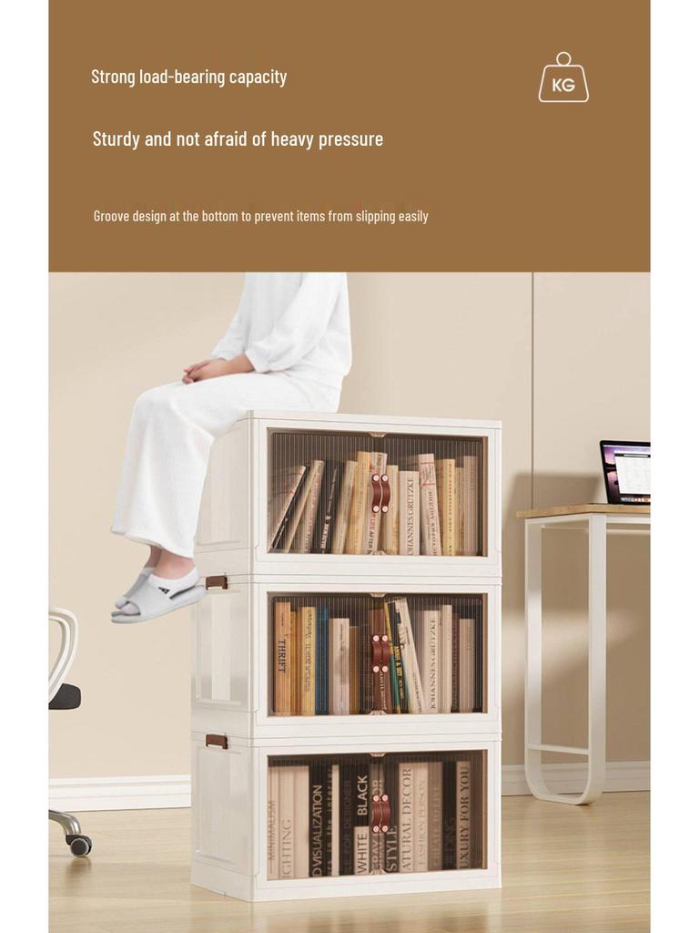 Foldable Children's No-Assembly Dustproof Bookshelf & Floor-Standing Multi-Layer Storage Rack
