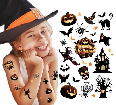 Tatuaże Zmywalne Halloween Nawiedzony Dom Dynia Duch Czarownica 19Szt.