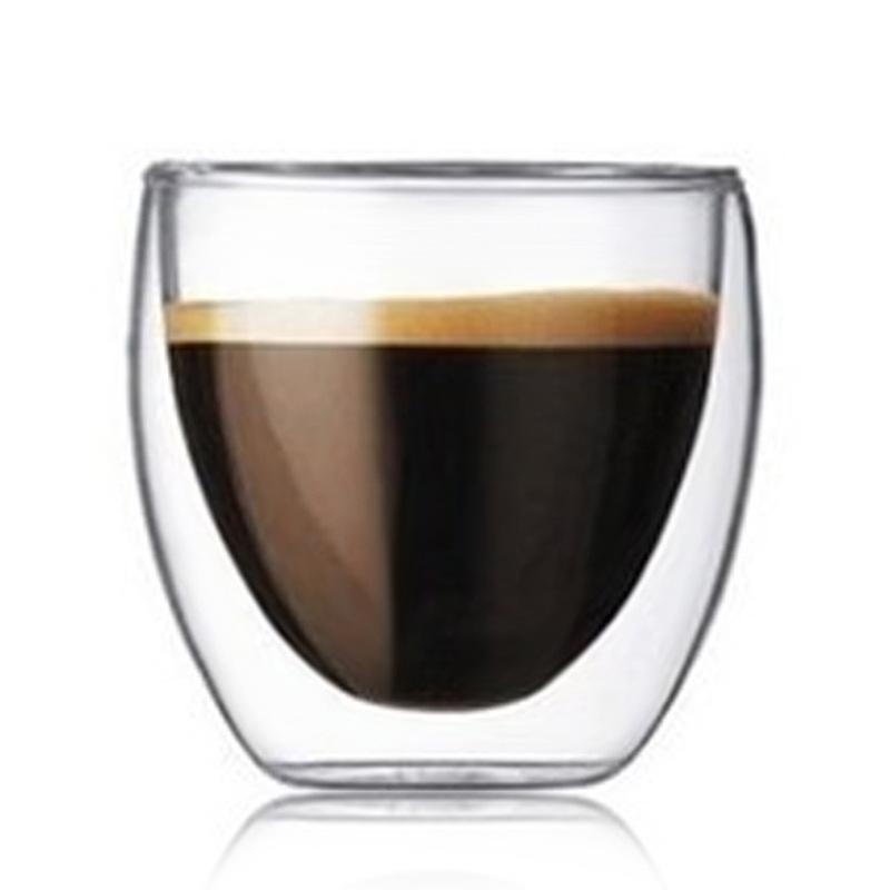 

Double Wall Glass Cup Transparent Handmade Heat Resistant Tea Drink Cups MINI Whisky Cup 100 centigrade Espresso Coffee Cup 80ml