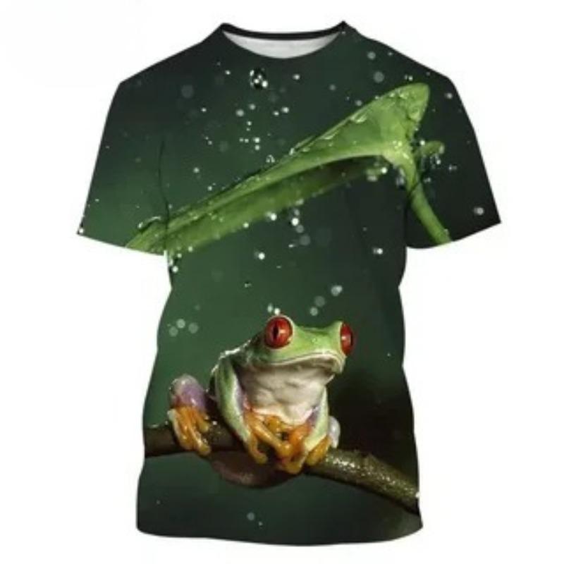 Men 3D Cartoon Frog T-shirt Summer Round Neck Short Sleeve 3D Printed Casual Personalized Plus Siz T-shirts