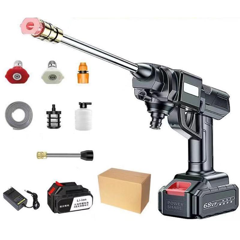 

WTEMPO Беспроводная автомобильная стиральная машина высокого давления Многофункциональный водяной пистолет для мойки автомобилей Портативный перезаряжаемый водяной пистолет высокого давления 999999VF чёрный