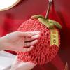 Red Festive New Year Gift Thickened Absorbent Hanging Hand Towel Ball for Kitchen Bathroom Household Use