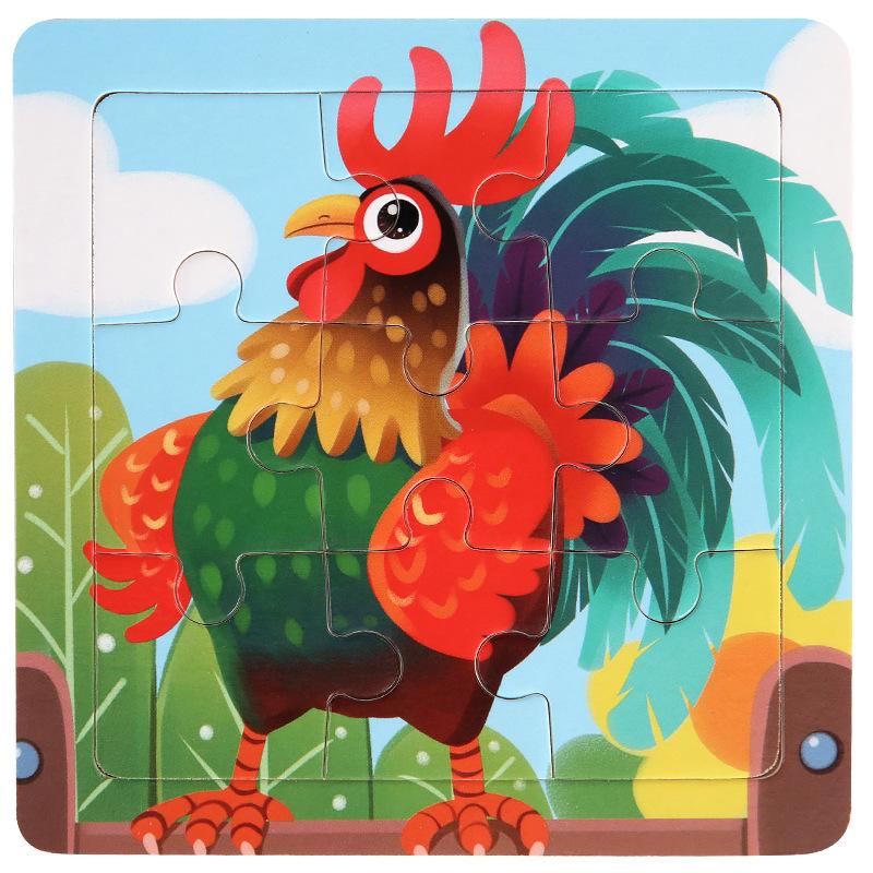 11cm Children Wooden Jigsaw Puzzle Games Cartoon Animal Vehicle Pattern Wooden 3d Puzzle Montessori Educational Toys