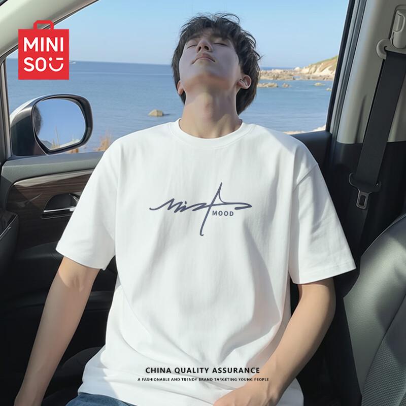 

MINISO Men s Heavyweight Cotton Short Sleeve T-shirt XL