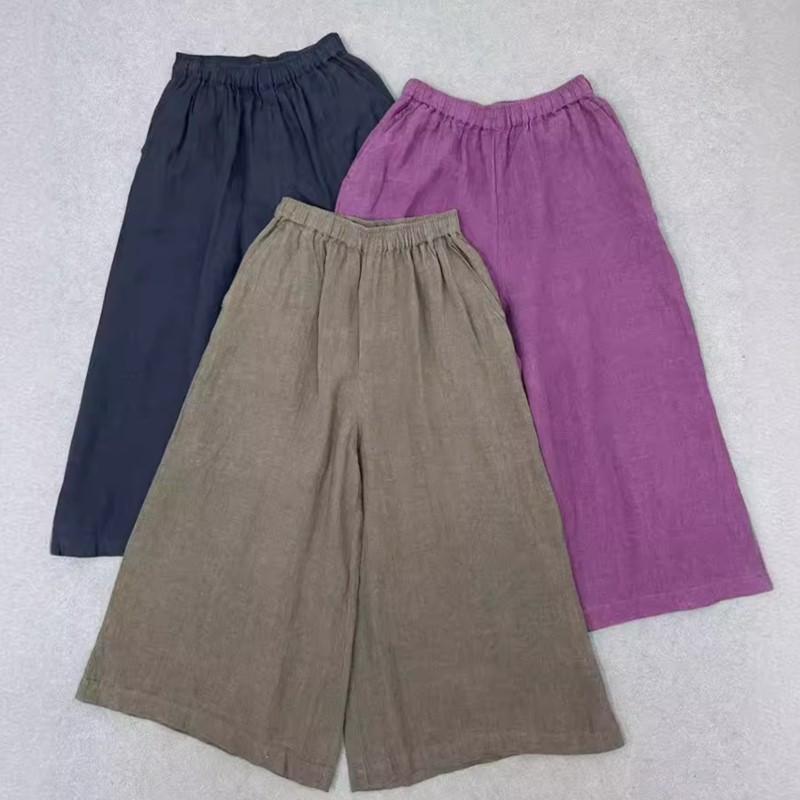 

Johnature Простые эластичные широкие брюки на талии, женские свободные однотонные повседневные брюки, летние