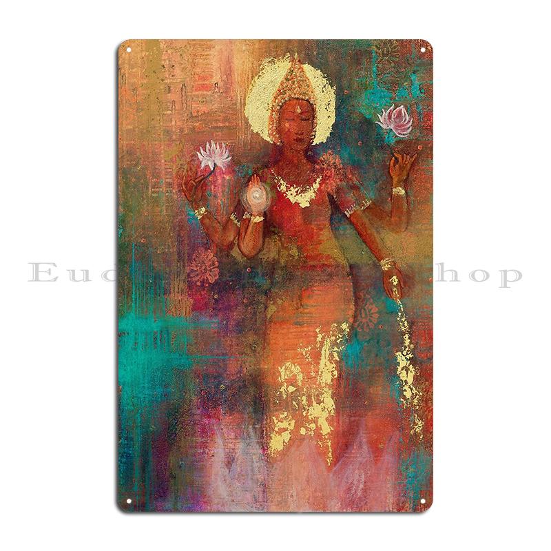 

Малыш Кришна с матерью Яшодой Лакшми Камала Деви Лотос Индуистская Богиня Металл Гараж Пещера Винтажная Картина Жестяная Табличка Постер 20x30cm