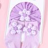 Cotton Flower Newborn Baby Hat & Socks Set (0-12 Months) - Spring/Autumn