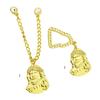 Decorative Pin Chain for Baseball Cap Blingbling Strass Hip Hop Lapel Pin Pendant Chain with Golden Jesus Pin