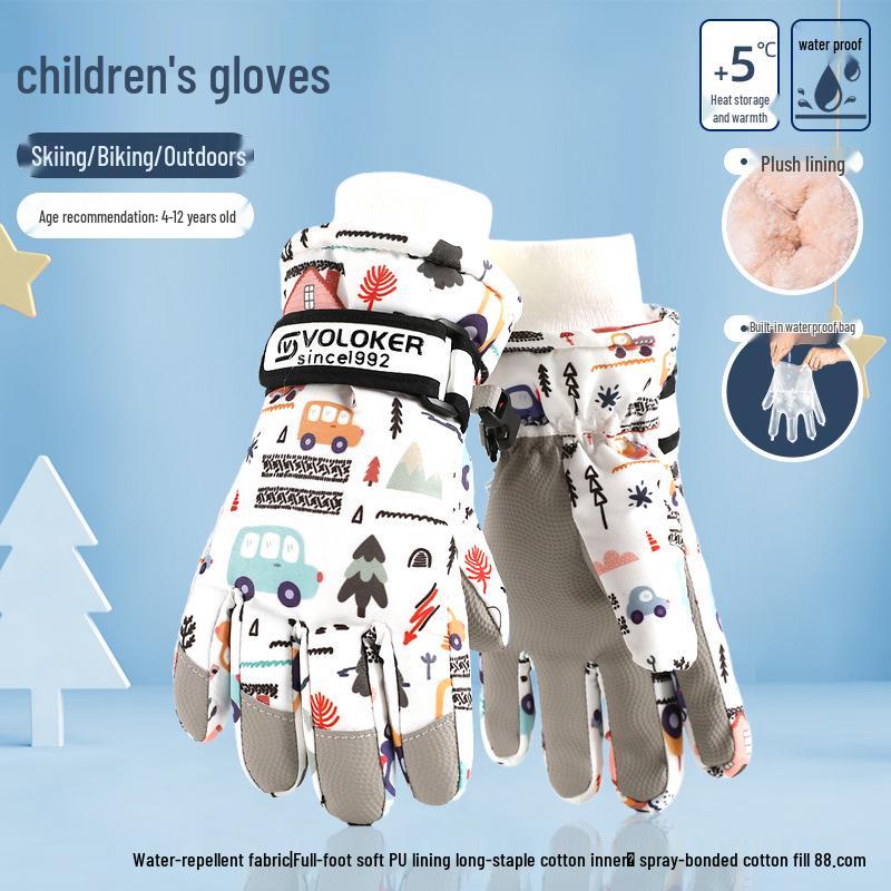

Winter Ski Gloves: Warm, Fleece-Lined, Windproof & Waterproof for Kids, Women, and Men - Perfect for Cycling S